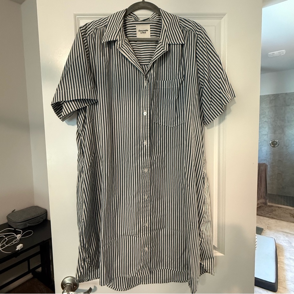 Abercrombie & Fitch Navy and White Striped Mini Dress